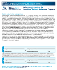 NovoCare<sup>®</sup> Authorization form thumbnail