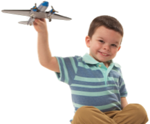 William playing with a model airplane