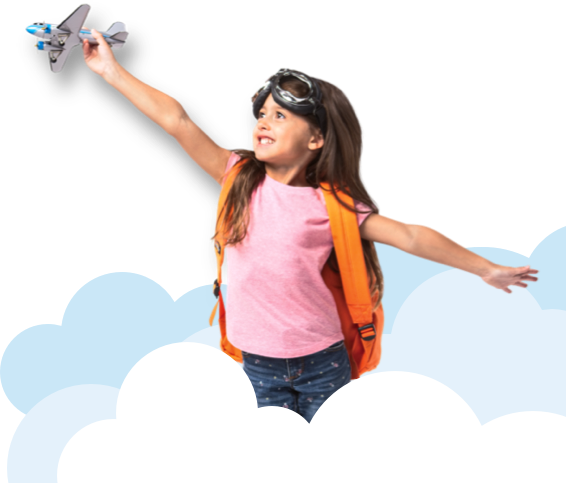 Abigail flying a model airplane
