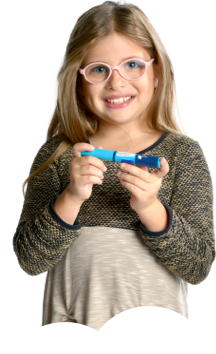 Aria holding the 10 mg FlexPro® pen