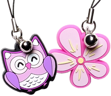 Owl and flower charms