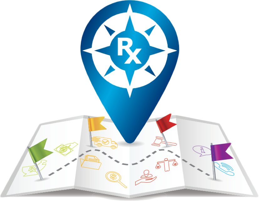 Rx road map with flags along the way