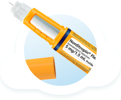5 mg Norditropin® (somatropin) injection FlexPro® pen without the cap on
