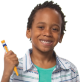 Boy smiling and holding the 5mg FlexPro® pen