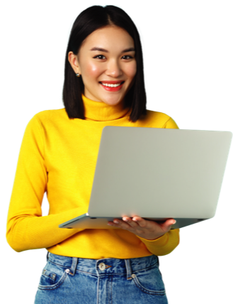 Woman holding a laptop